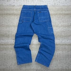 Vintage 90s Key Carpenter Jeans 36x32 Baggy Fit Medium Wash Denim Work Wear